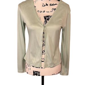 Malibu single button polyester green top Size medium